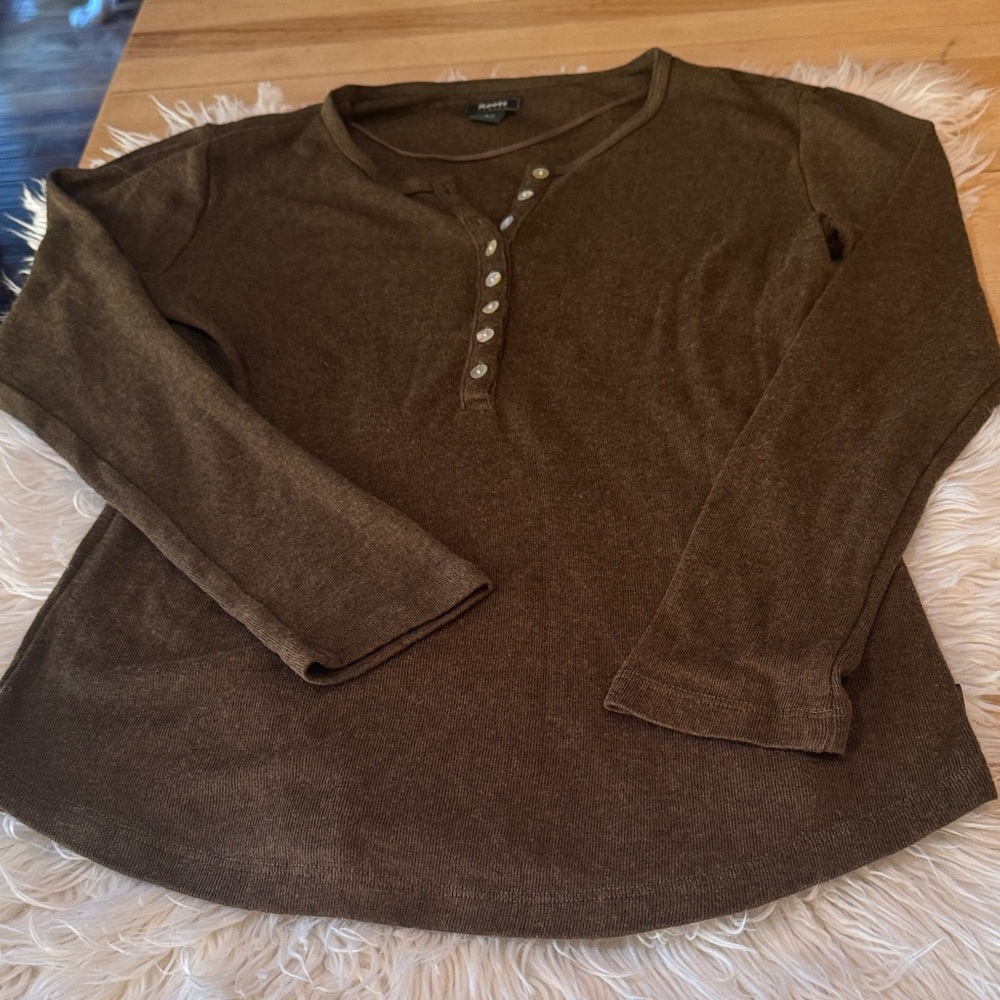 Roots wool blend olive Brown Henley Shirt